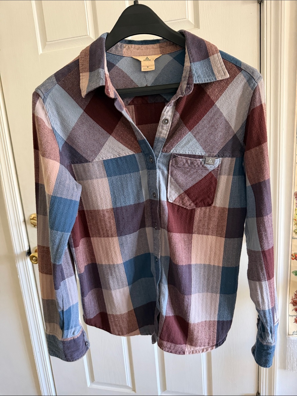 Ascend Men's Plaid Button-Down Shirt in Blue and Maroon